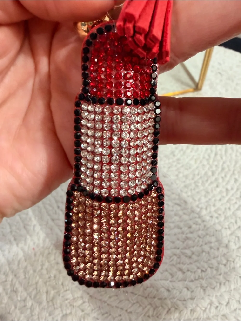 Brown Monogram Accordion Zippy Card Wallet + Rhinestone Lipstick Bag Charm